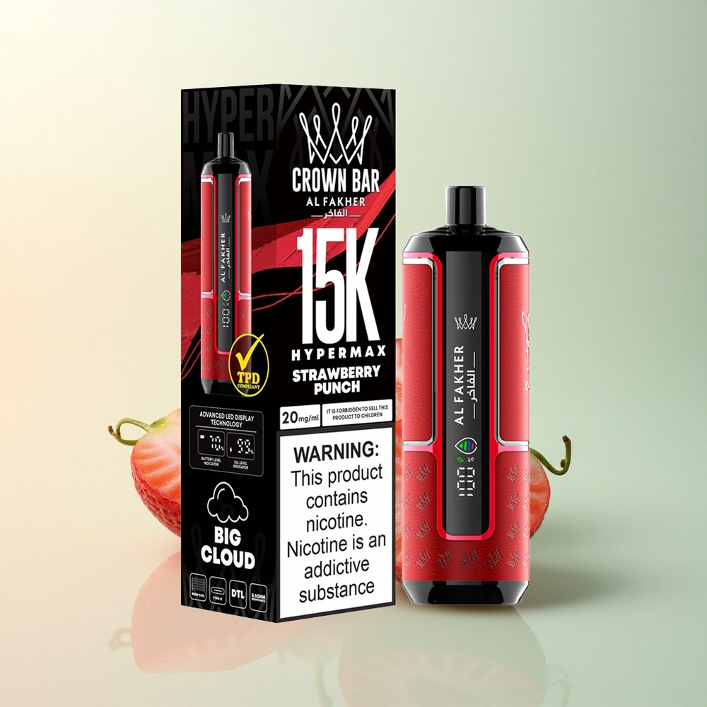 Al Fakher Crown Bar 15K Hypermax Aardbeien Punch 22ml 600mAh