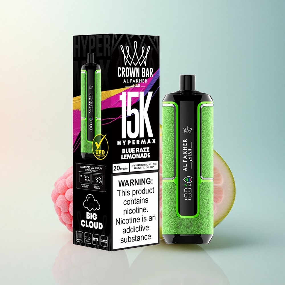 Al Fakher Crown Bar 15K Hypermax Blauwe Framboos Limonade 600mAh 22ml