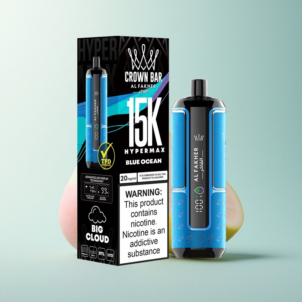 Al Fakher Crown Bar 15K Hypermax Blauwe Oceaan 22ml 600mAh Direct-to-Long