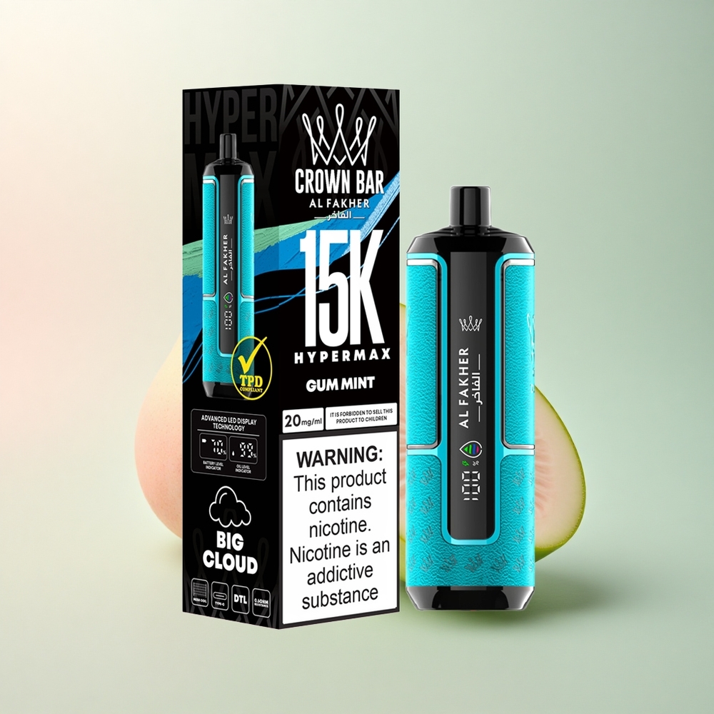 Al Fakher Crown Bar 15K Hypermax Kauwgom Munt 22ml 600mAh