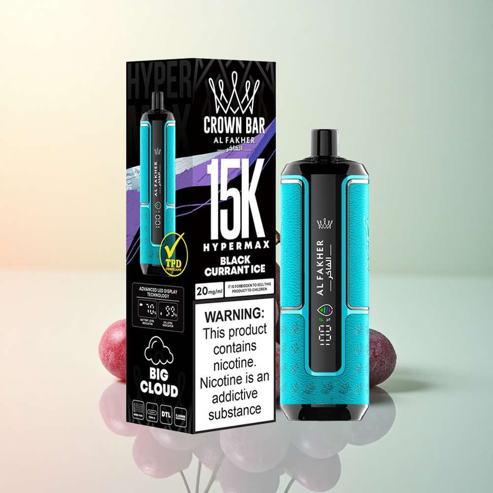 Al Fakher Crown Bar 15K Hypermax Zwarte Bes IJs 600mAh Compact